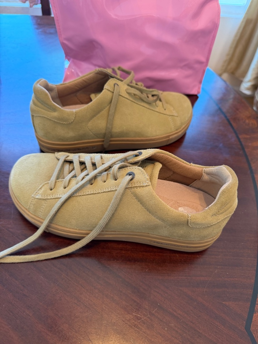 Birkenstock W 9 M7 Suede Sneakers in Light Tan - Picture 2 of 5